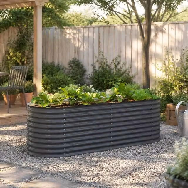 Garden Raised Bed 240 X 80 X 81 Cm Galvanized Steel Grey