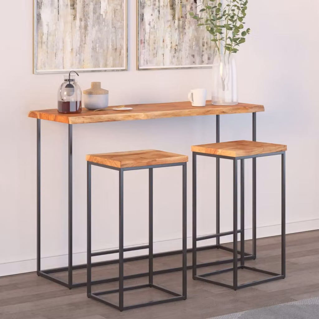 Piano Tavolo Rettangolare in Legno di Acacia Marrone con Bordi Vivi vidaXL L: 120 cm, P: 40 cm, H: 2,5 cm