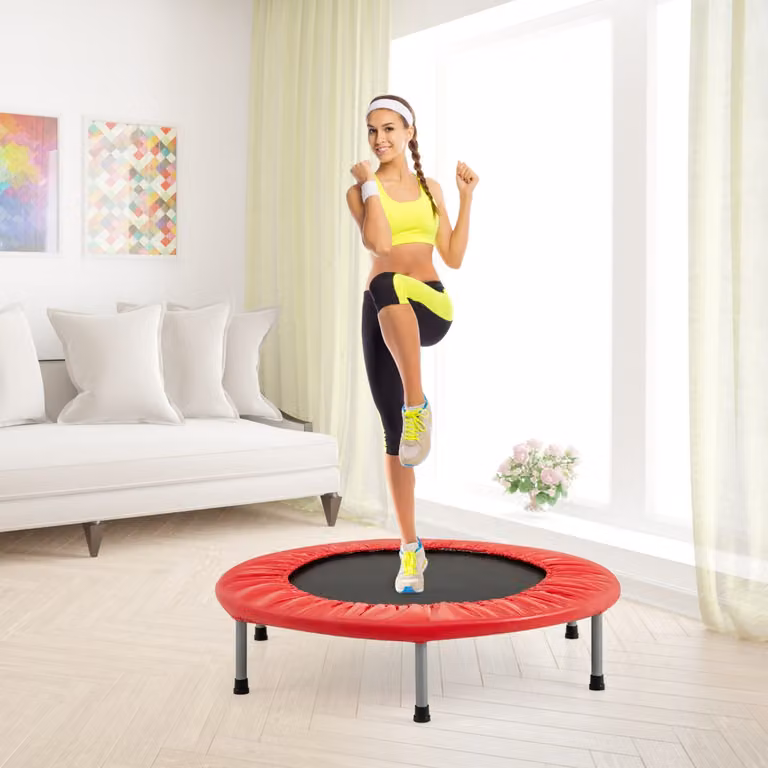 Costway Mini Trampolino Pieghevole per Bambini Rosso con Carico Massimo 150kg