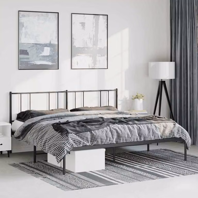 vidaXL Giroletto con Testiera in Metallo Nero L: 198 cm, P: 207 cm, H: 90 cm