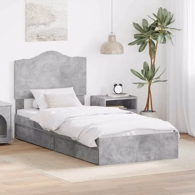 Letto con Contenitore con cassetto Grigio cemento 90 x 190 cm 3413551