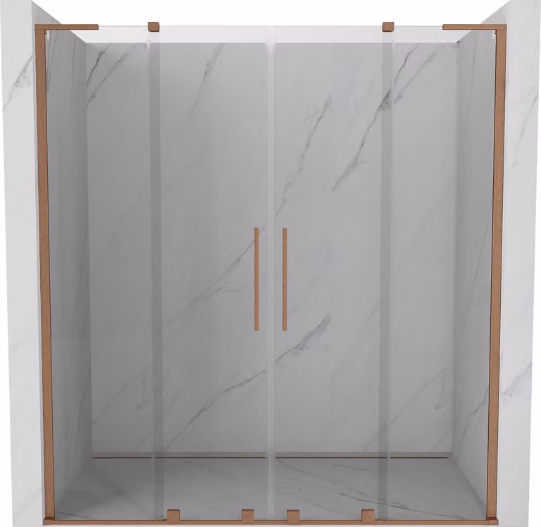 Mexen Velar L Duo porta doccia scorrevole 200 cm, trasparente, rame spazzolato - 871-200-003-02-65
