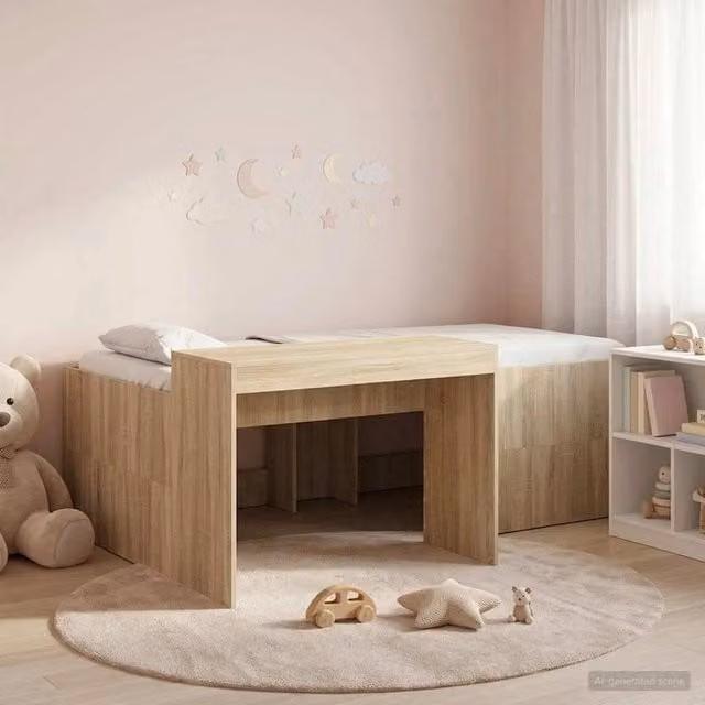 Letto alto per bambini con scrivania Rovere Sonoma 80 x 200 cm 3422645