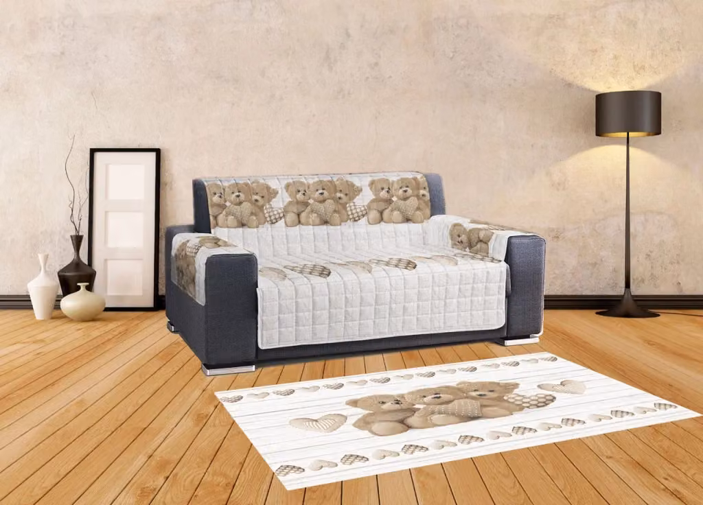 Tappeto Antiscivolo Biancheriaweb Linea Pensieri Delicati con Disegno New Orsetti, Beige e Rosso, L 152 cm x P 230 cm – 2