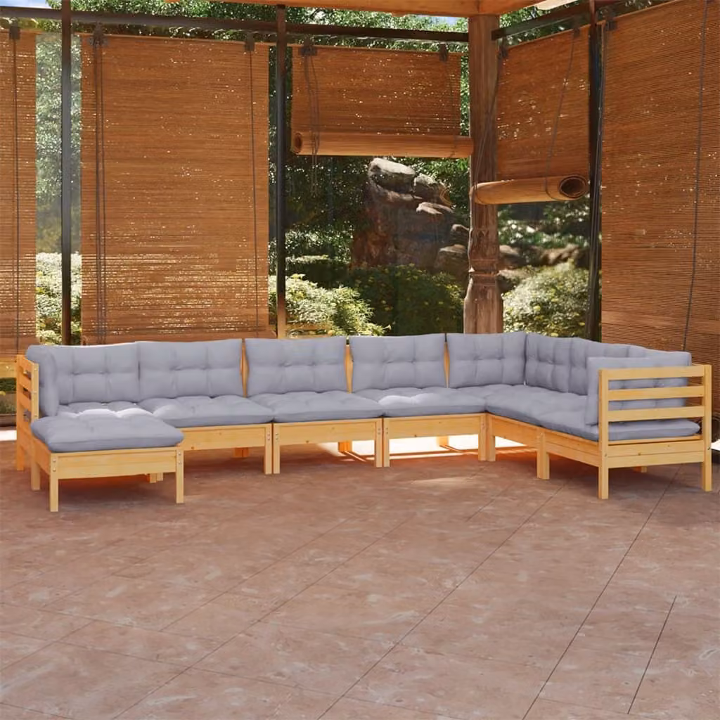 Maison Exclusive - Set Divani da Giardino 8 pz con Cuscini Grigi Massello di Pino