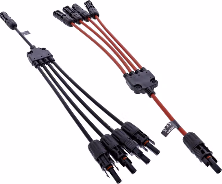 Cavo solare InLine® Set di distributori a 4 vie nero/rosso 0,42 m