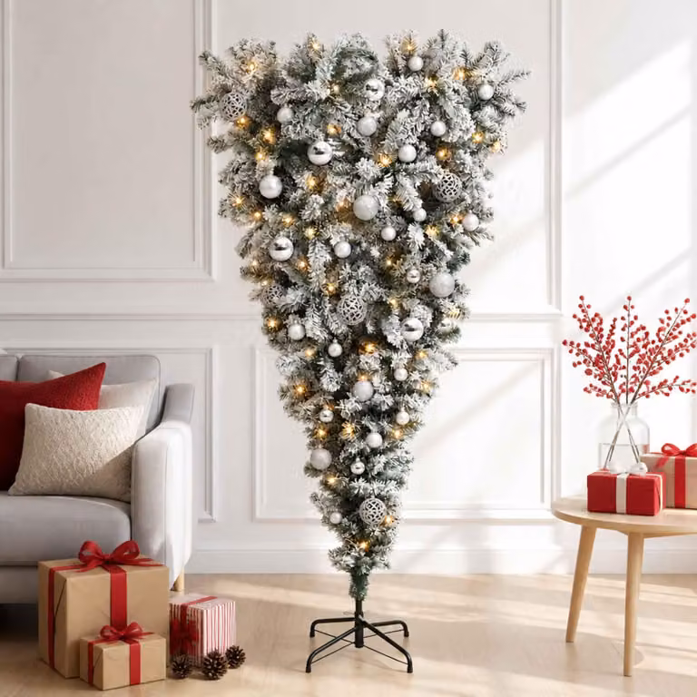Albero di Natale artificiale rovesciato con cerniere, altezza 150 cm