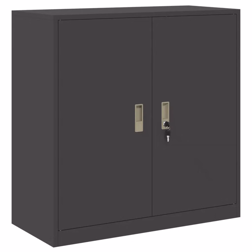 Armadio in metallo nero vidaXL con ante a battente e serratura, stile industriale, L 90 x P 40 x H 90 cm – 2