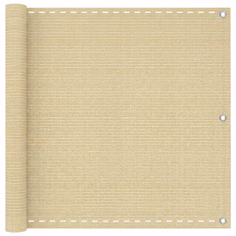 Schermo per balcone beige, 90 x 1200 cm, realizzato in HDPE e alluminio