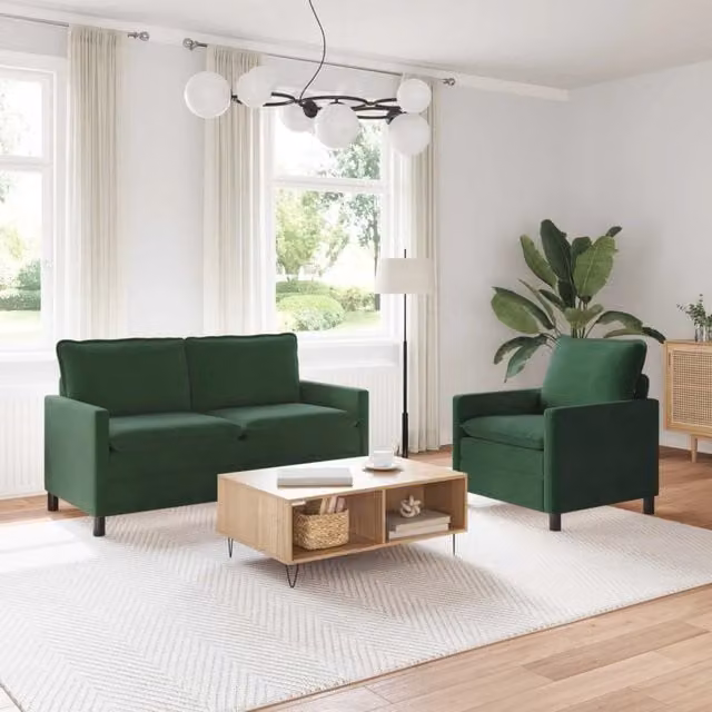 Set di divani 2 pz Verde Giungla Tessuto 3417087