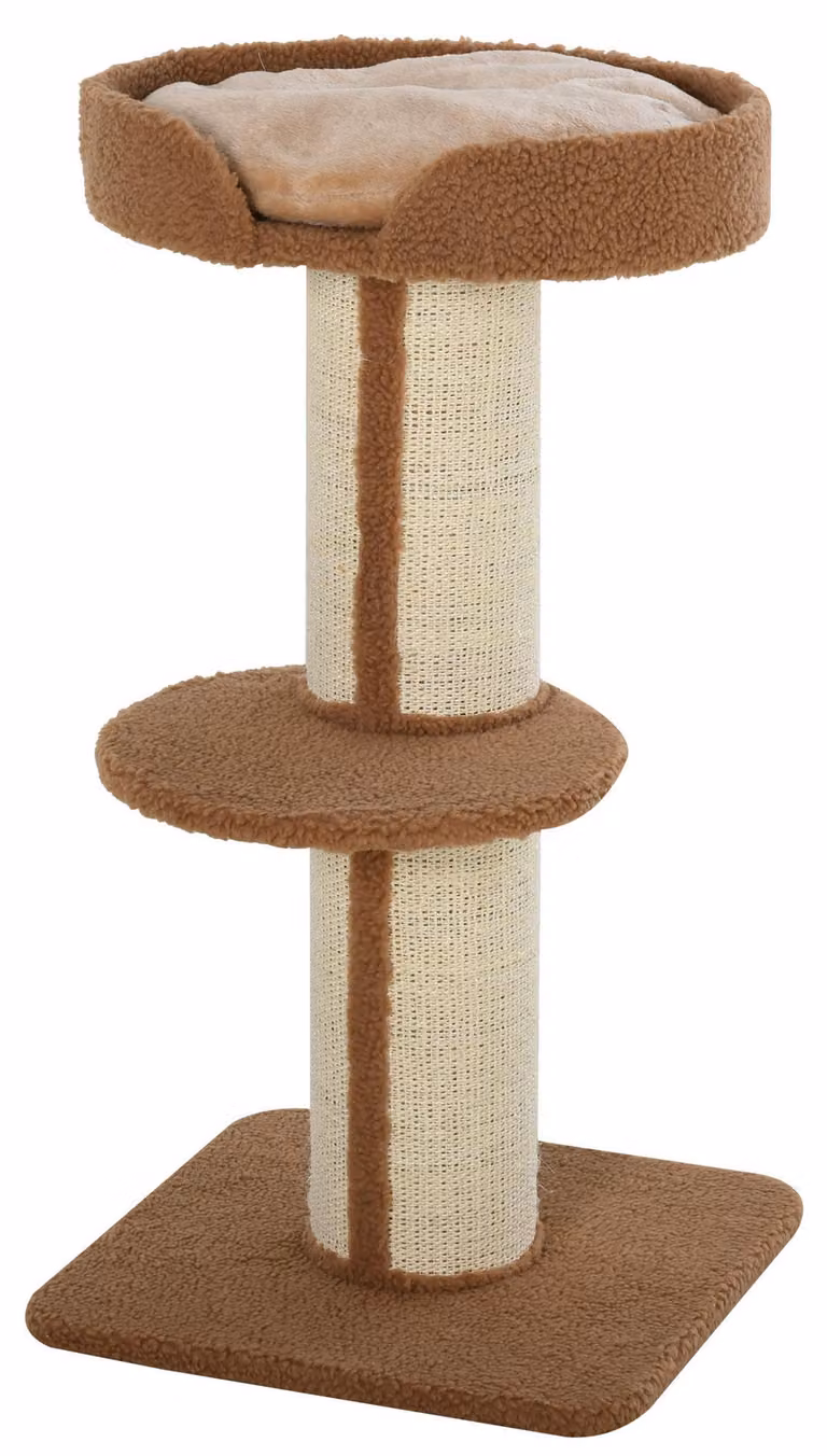 PawHut Tiragraffi a forma di albero con piattaforma, sisal e peluche, marrone chiaro