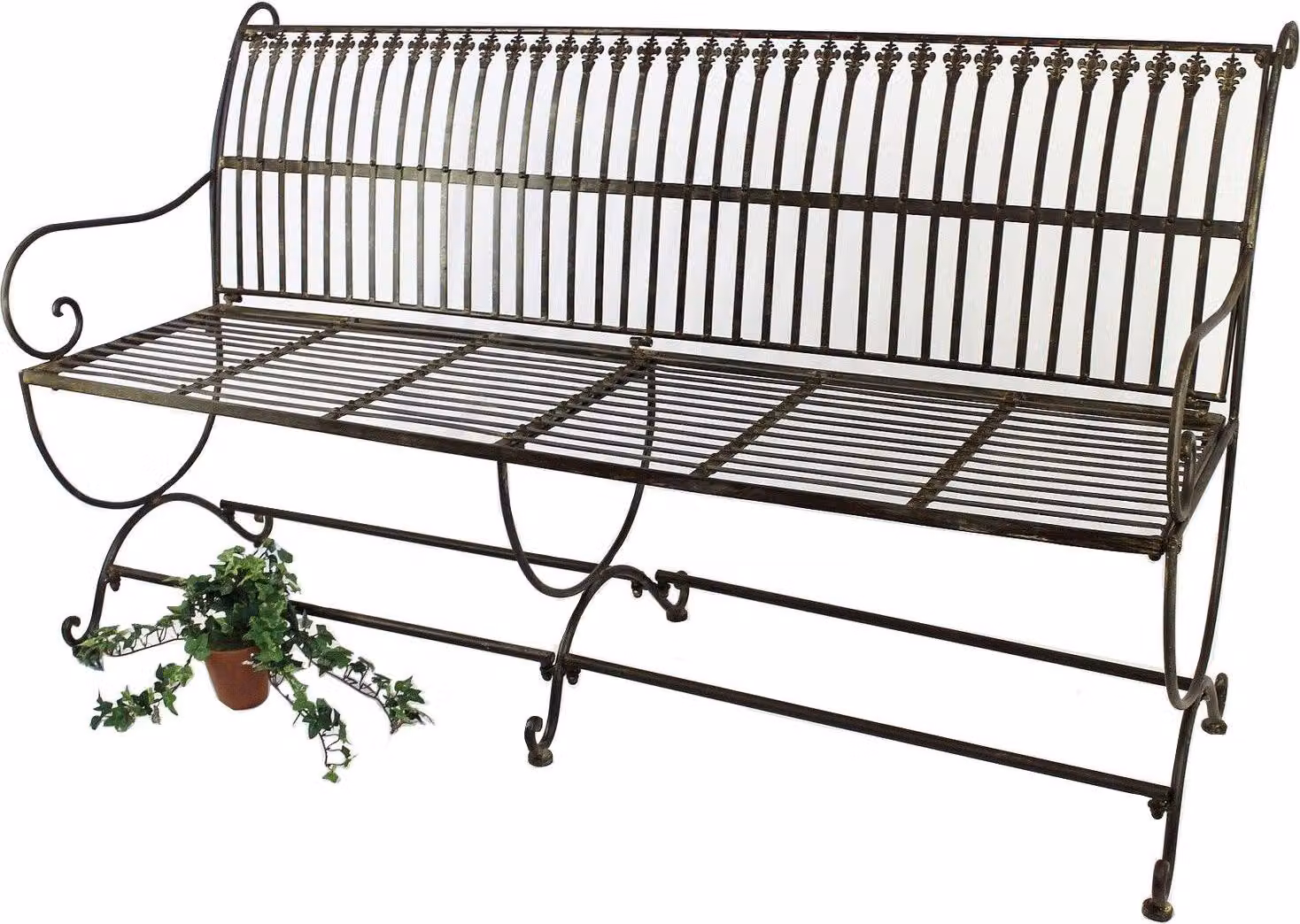 DanDiBo panca da giardino in metallo marrone resistente alle intemperie 3 posti Finca 153 cm panca da giardino in ferro
