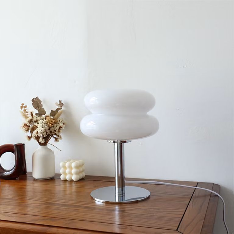 Lampada da scrivania Egg Tart per ragazze - Lampada da scrivania USB a efficienza energetica e luce soffusa con interruttore a pulsante - Ideale per i dormitori - Bianco