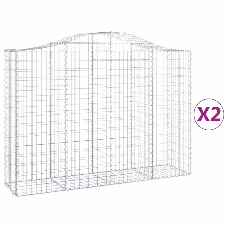 Cesti Gabbioni ad Arco 2 pz 200x50x140/160 cm Ferro Zincato