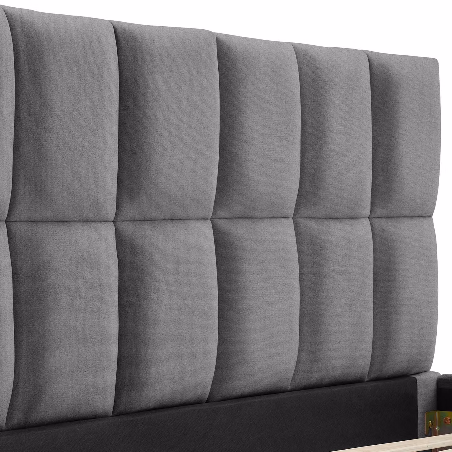 Letto imbottito Shirley tectake con rete a doghe in velluto grigio scuro L/P/H: 220 x 153 x 93 cm – 1