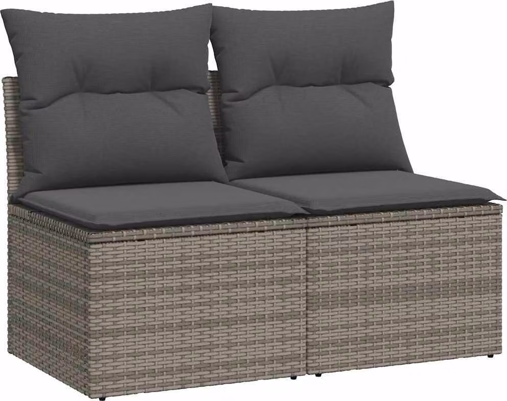 Set Divano Giardino 2 pz con Cuscini Grigio Polyrattan Acacia