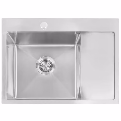 Rea - Lavello in acciaio + Rubinetto da Cucina FIN - Metallo - Nichel Spazzolato - 62 x 48 x 18,5 cm