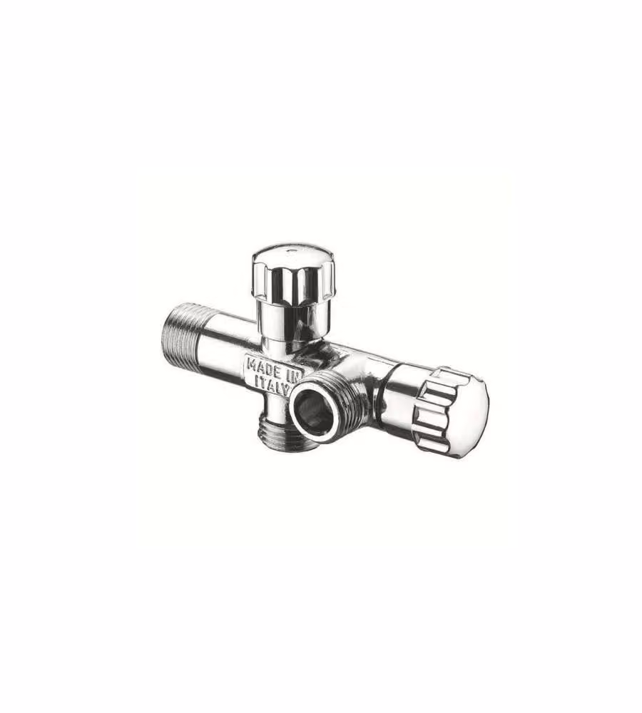 IDRO BRIC Rubinetto Sottolavabo Doppio 1/2" Cromato con Maniglie ABS