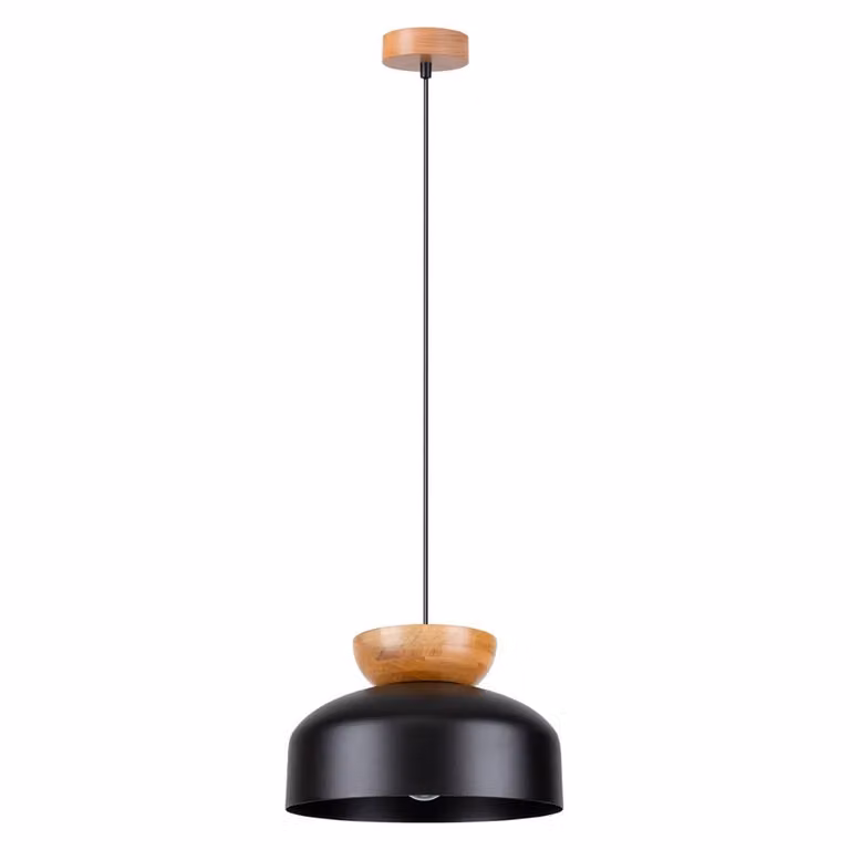 Lampada a sospensione MARION nero 1xE27 15W legno/acciaio 130x29.5x29.5cm Sollux Lighting
