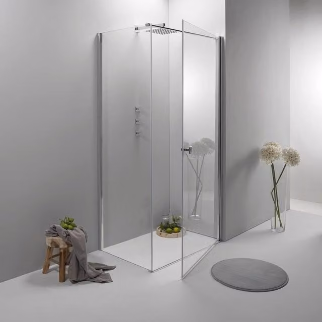 Cabina Box Doccia 70x70 Cm Porta Battente con Lato Fisso Trasparente