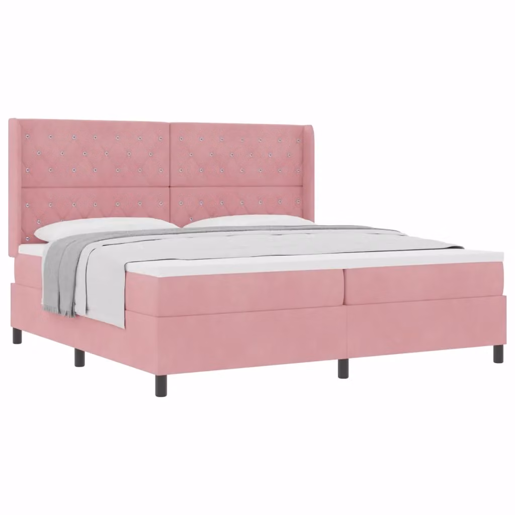 Letto a molle con materasso vidaXL in velluto rosa L/P/H: 200 x 200 x 280 cm – 2