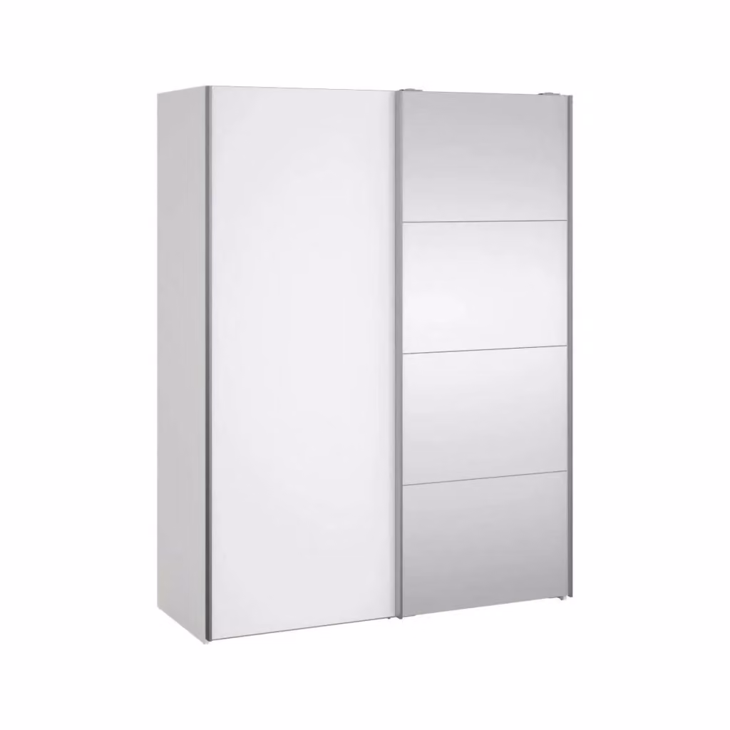 Armadio con ante scorrevoli DMORA per camera da letto, Bianco lucido, L: 150 cm, P: 61 cm, H: 200 cm – 2