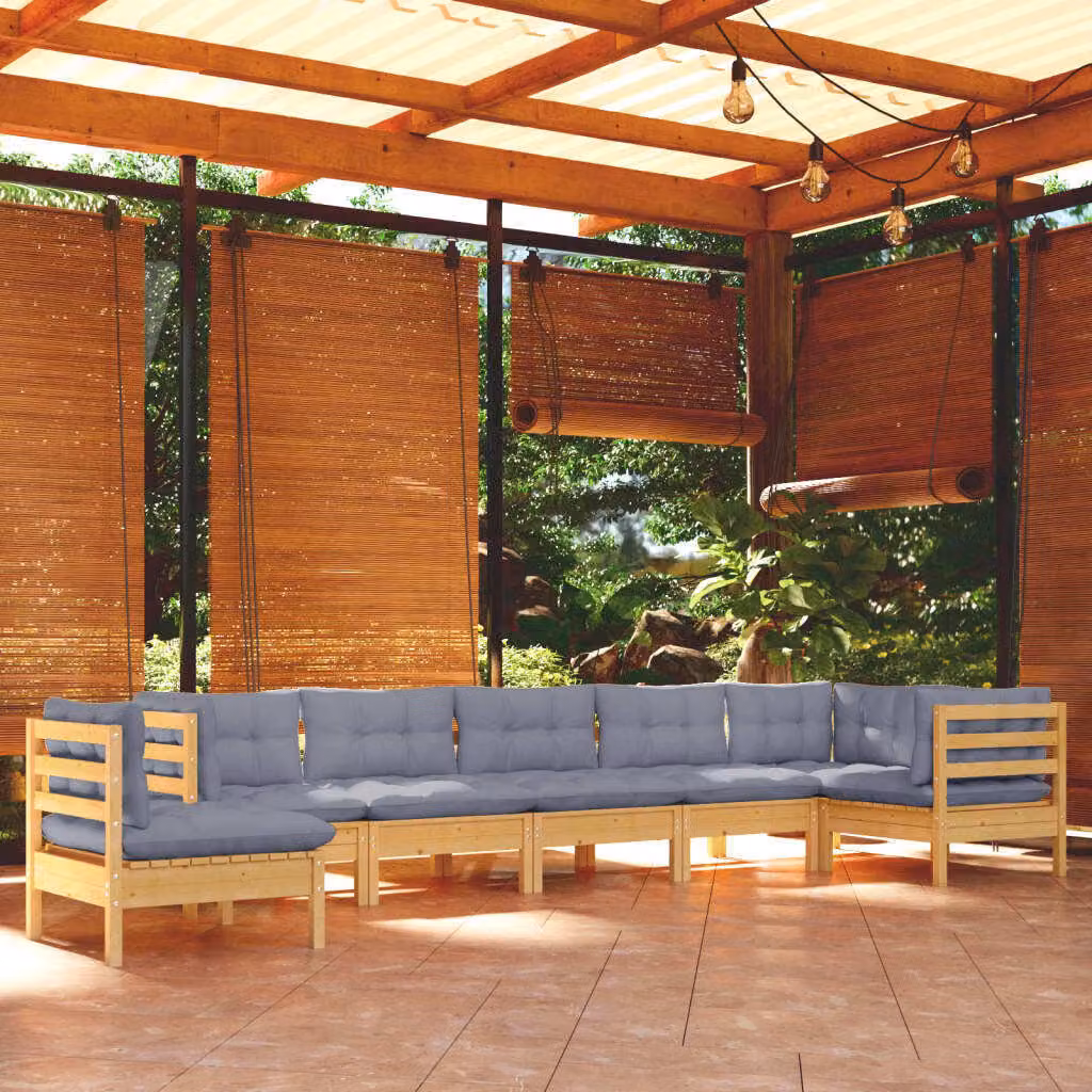 Maison Exclusive - Set Divani da Giardino 8 pz con Cuscini Grigi Massello di Pino