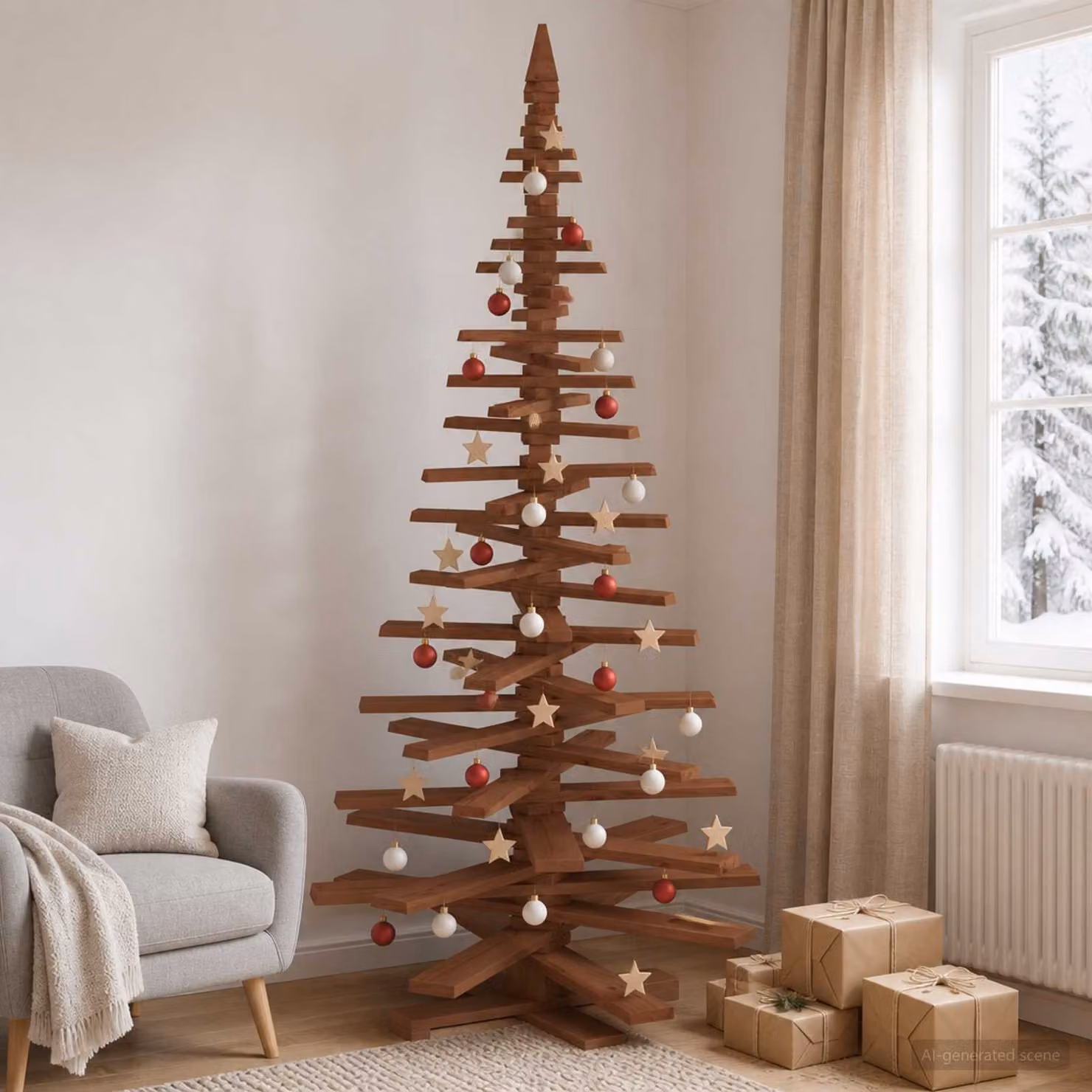 vidaXL Albero di Natale in legno KOTKA 210 cm Legno Massello di Pino