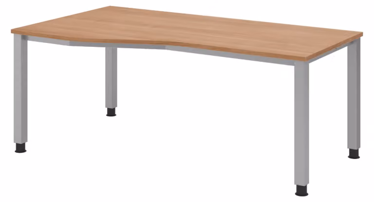 Scrivania bümö Serie Q - Struttura: argento, finitura: noce, dimensioni: 180 x 100 cm