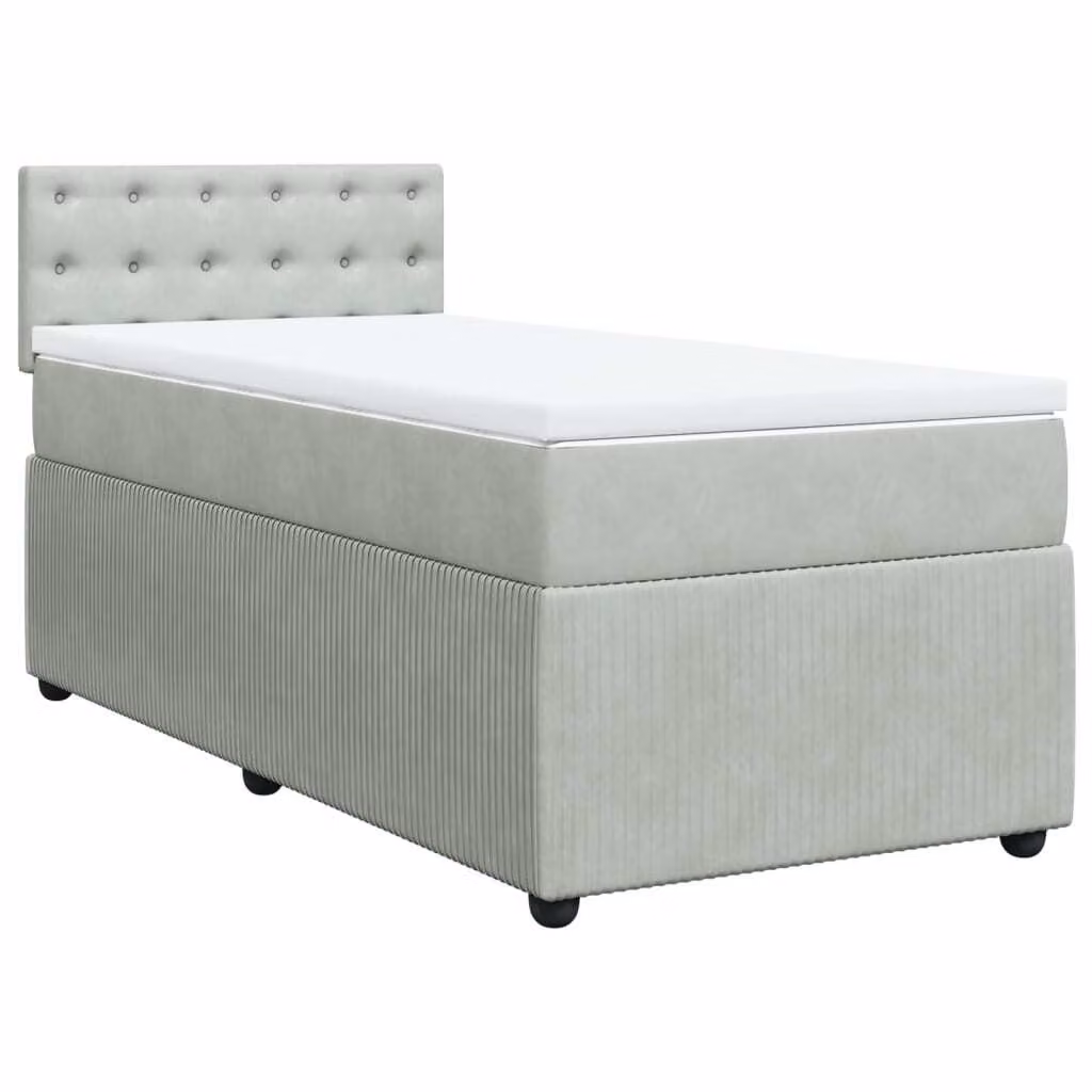 Giroletto a Molle con Materasso Grigio Chiaro 100x200cm Velluto