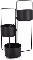 Portavasi pieghevole KEYRA in acciaio nero con 3 vasi L/P/H: 45 x 21 x 68 cm