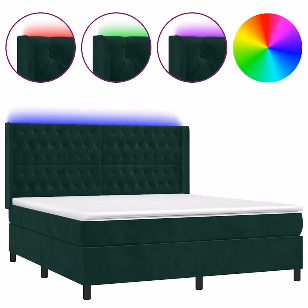 Letto Ibrido con Materasso a Molle Insacchettate vidaXL in Velluto Verde con Illuminazione LED e Porta USB L/P/H: 160 x 200 x 63 cm – 2