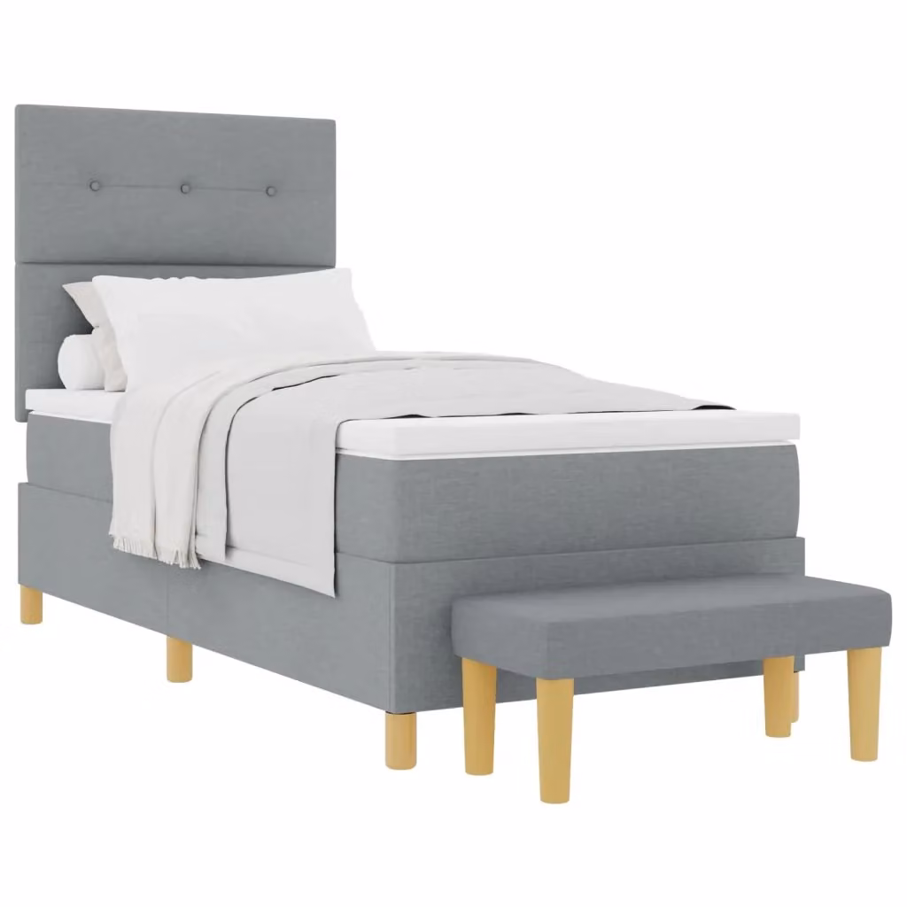 Letto a molle con testiera vidaXL in tessuto grigio L: 200 cm, P: 100 cm, H: 128 cm – 2