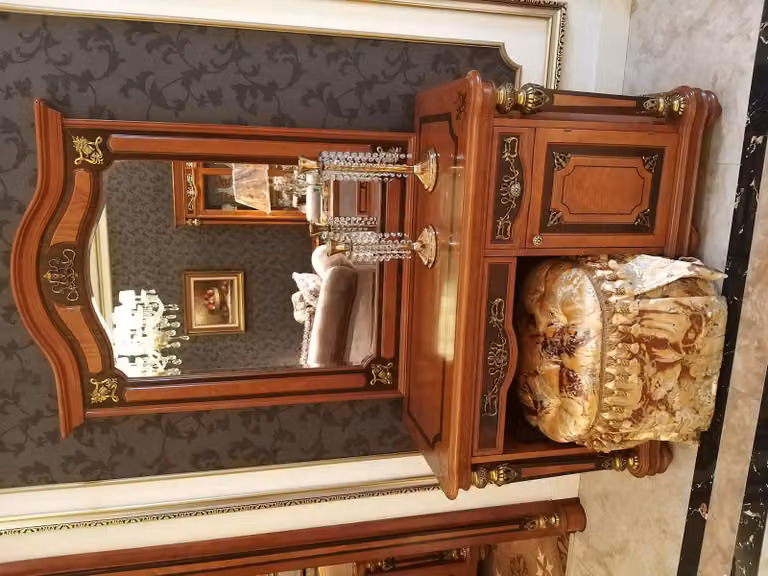 Luxus Klasse Barock Rokoko Schminktisch mit Spiegel Kommode Konsolen Tisch
