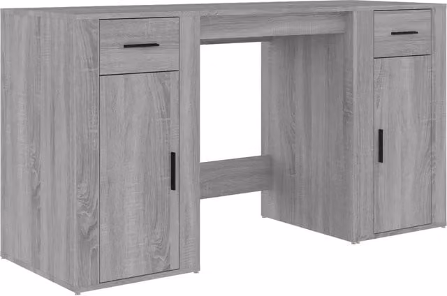Scrivania | Tavolo da Ufficio con Armadietto Grigio Sonoma in Legno Multistrato