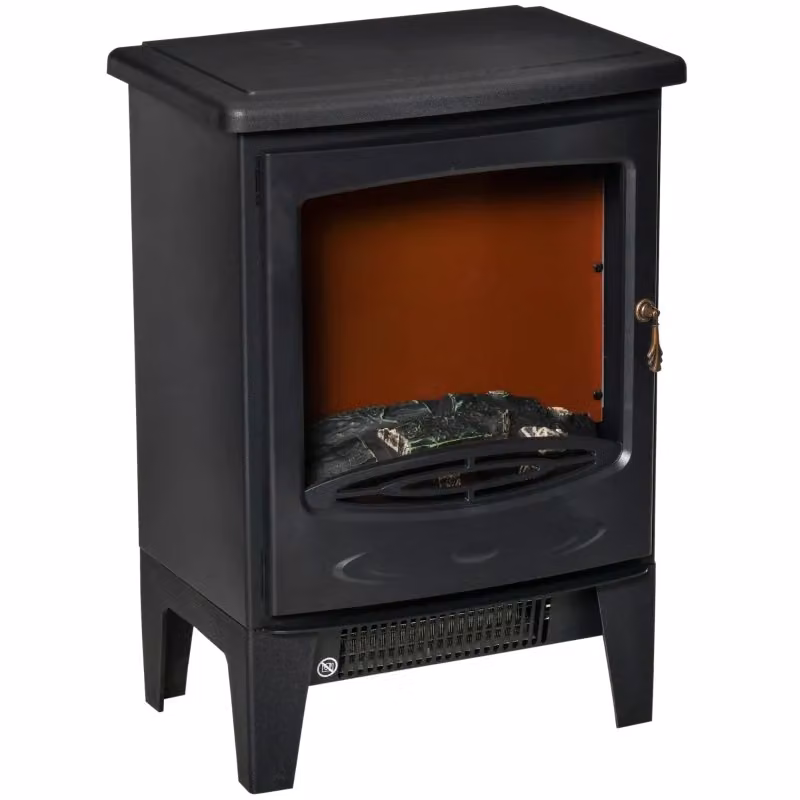 Camino elettrico da terra WISHDOR con effetto fiamma LED, nero, L: 54.8 cm, H: 39 cm, P: 26 cm – 2