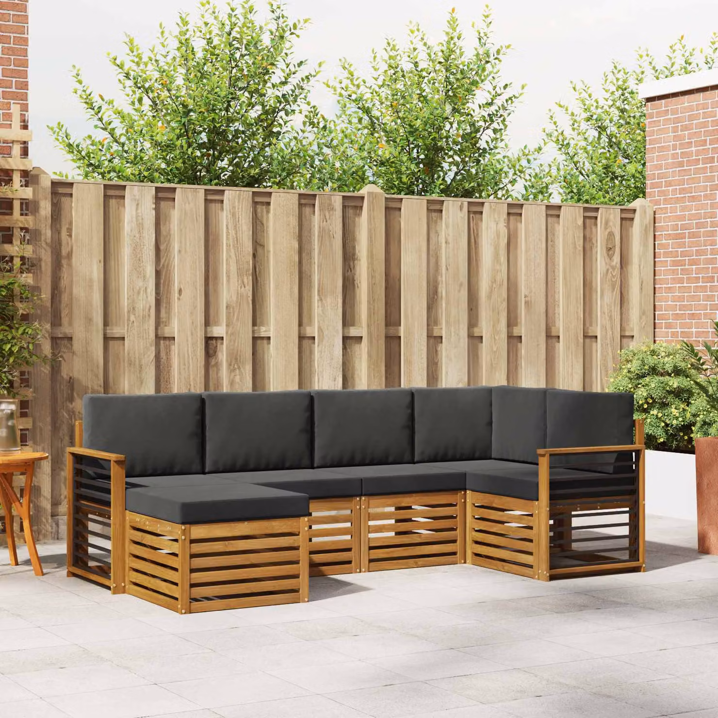 Set di divani da esterno vidaXL 6 pezzi in legno di acacia con cuscini, colore beige e antracite