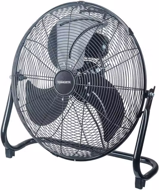 Ventilatore da pavimento Termozeta Bassotto XL TZBA02 in metallo nero, L: 120 cm, P: 45 cm