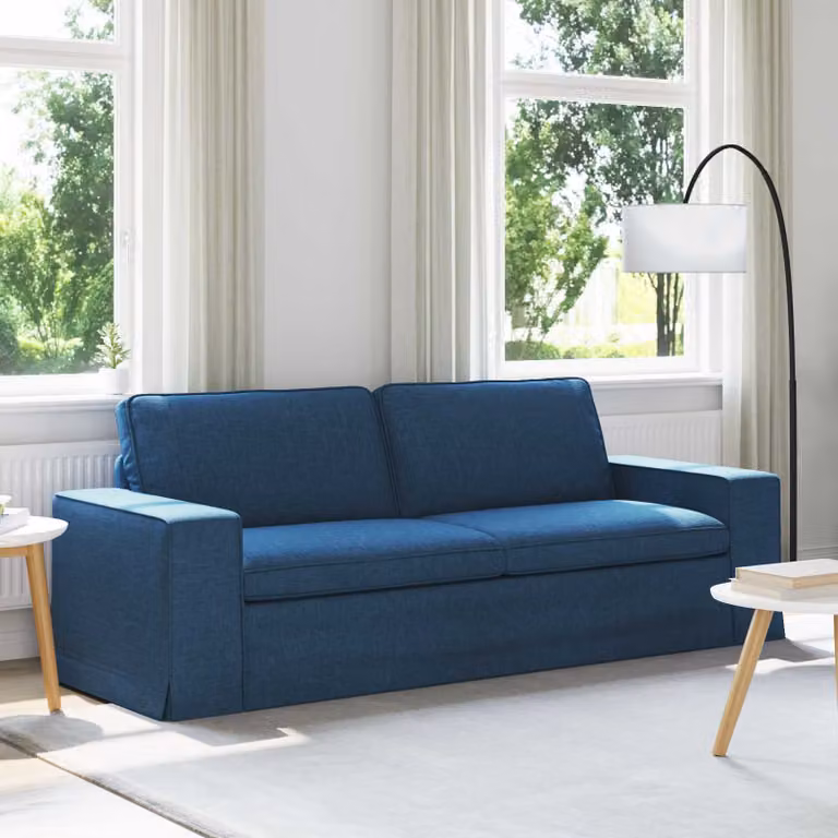 Divano moderno vidaXL in tessuto blu con struttura in metallo L: 222 cm, P: 80 cm, H: 82 cm