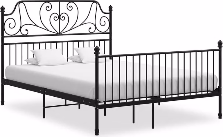 The Living Store Struttura letto in metallo nero 160x200 cm
