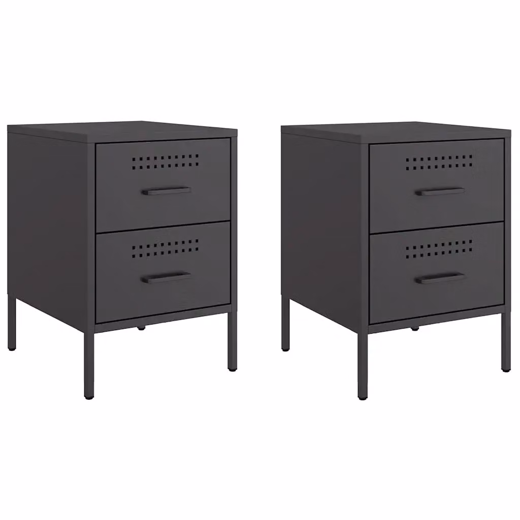 Set di 2 comodini vidaXL in metallo nero opaco da appendere al muro L/P/H: 36 x 39 x 50,5 cm – 2