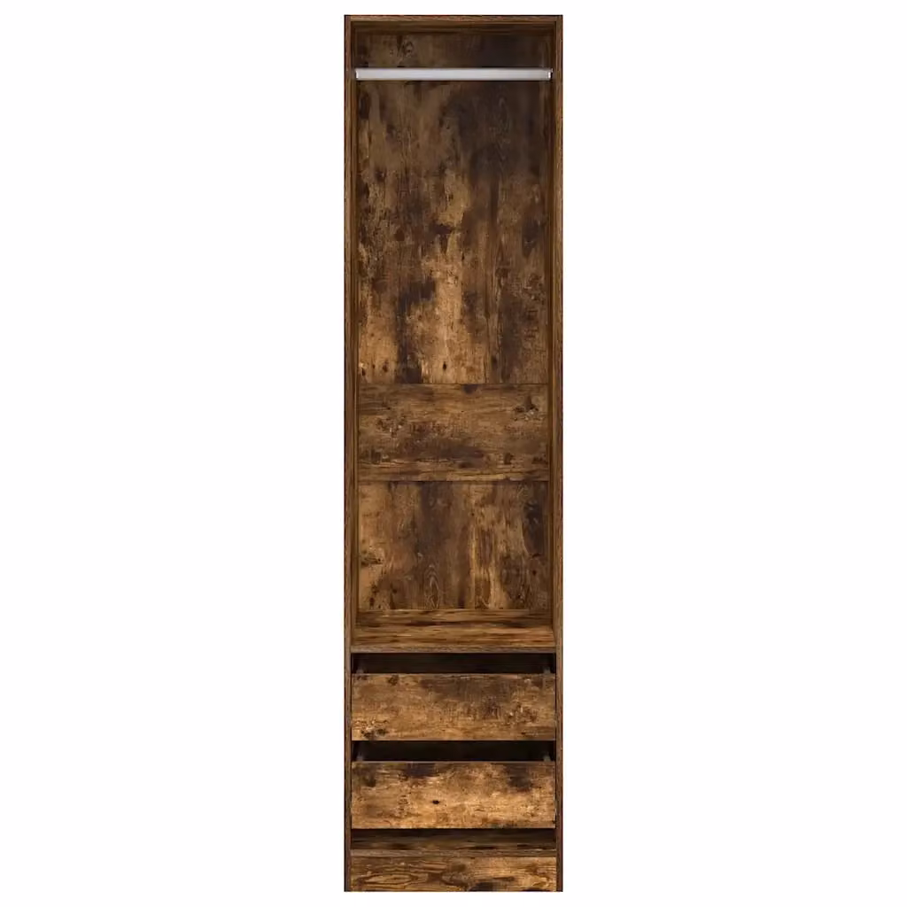 Armadio da camera da letto HELLOSHOP26 in legno composito marrone con cassetti e appendiabiti L/P/H: 50 x 50 x 200 cm – 2