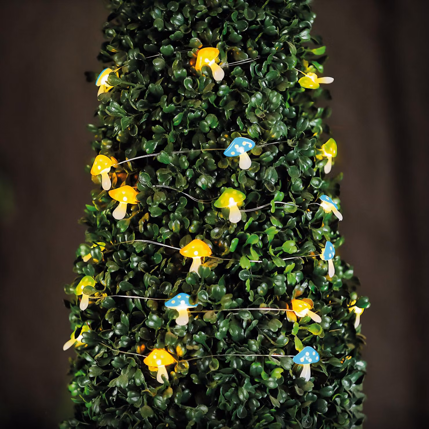 Catena luminosa a LED alimentata a energia solare – modello fungo – 2,4 metri – 25 LED – luce bianco caldo – 1 pezzo [58220C]