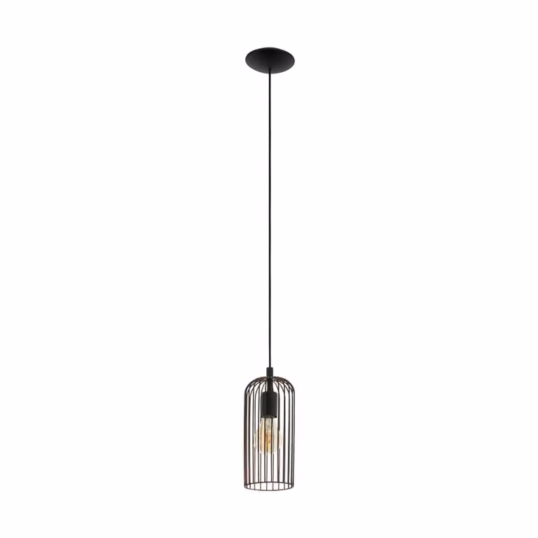 Lampadario Industrial Roccamena 1 Luce Acciaio Nero E Rame