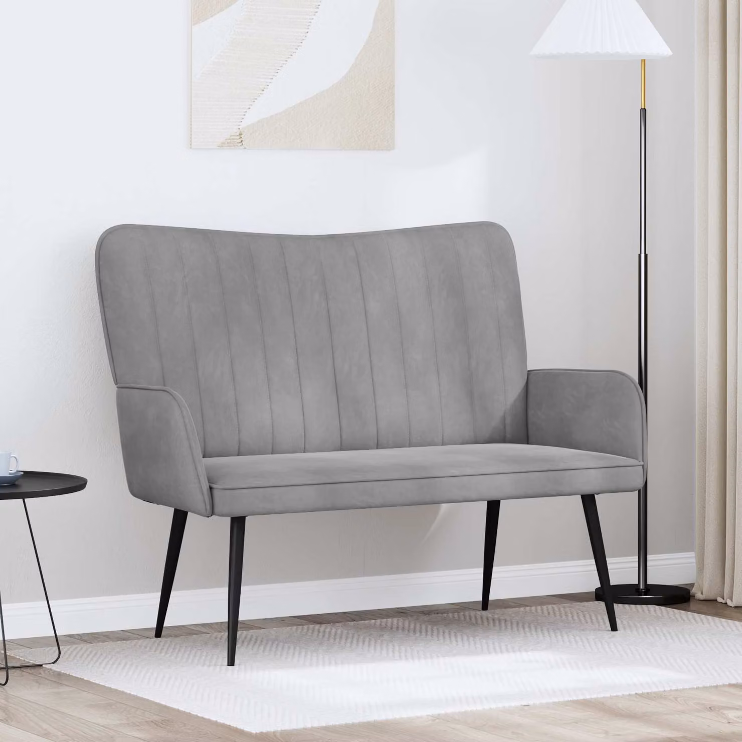 vidaXL Divano a 2 Posti Moderno in Velluto Grigio L: 115 cm, P: 61 cm, H: 87 cm