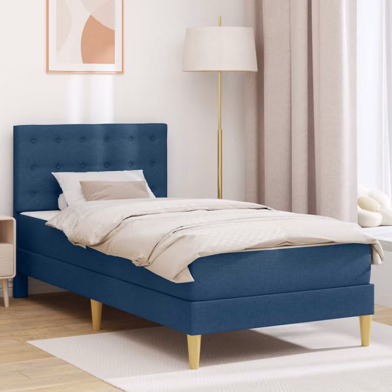Struttura letto con materasso vidaXL in tessuto blu, L 90 x P 200 cm