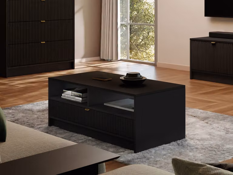 Tavolino da soggiorno con cassetto TABORO - nero