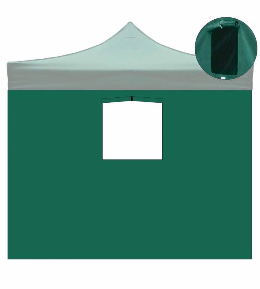 Telo laterale 3x2mt verde impermeabile con finestra gazebo