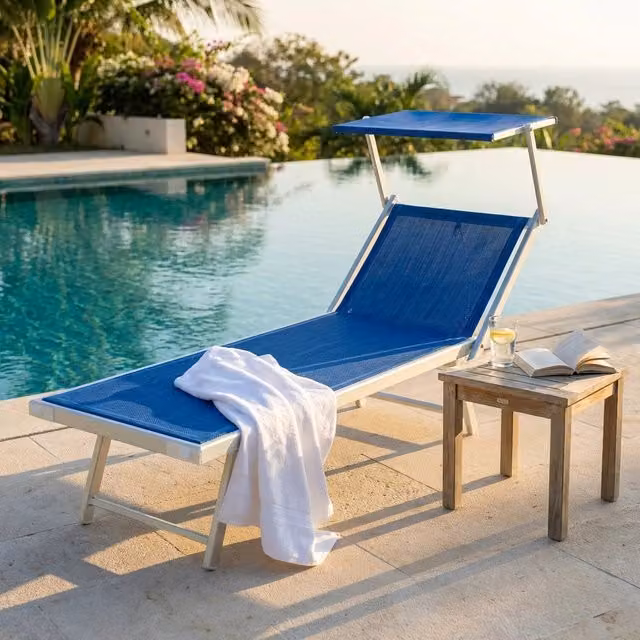 Lettino prendisole da Giardino in Alluminio cm 183x61x38 - MILBURN