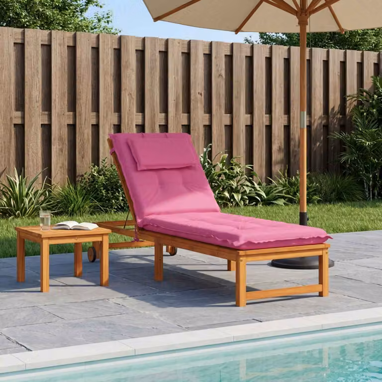 vidaXL Cuscino per Lettino GEMERT 100% Poliestere Rosa 190 x 50 x 9 cm